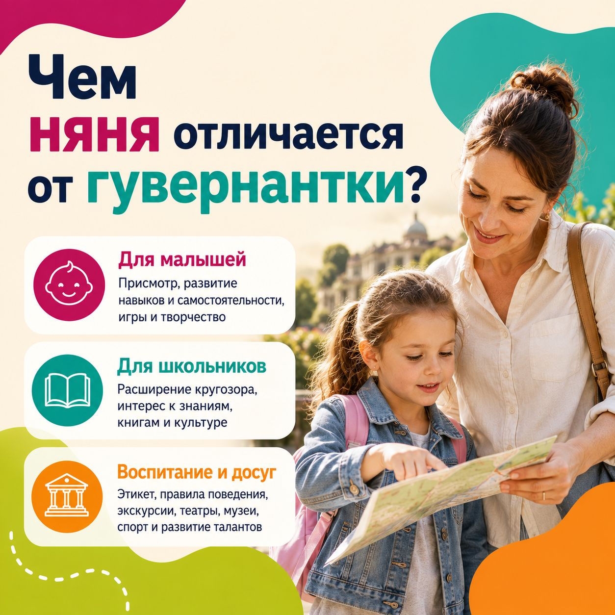 Чем няня отличается от гувернантки: возраст ребенка, задачи и подход к развитию
